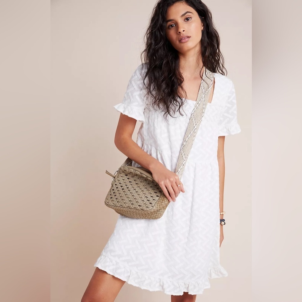NWT Anthropologie Line & Dot Vandy Textured Dress Bridal White Size XS - Picture 2 of 14